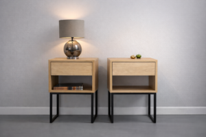 Mesa de Noche Estilo Industrial Madera y Metal (Tokio)